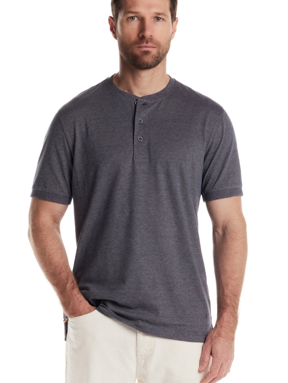 Weatherproof Vintage Men's Dark Grey Henley Shirt